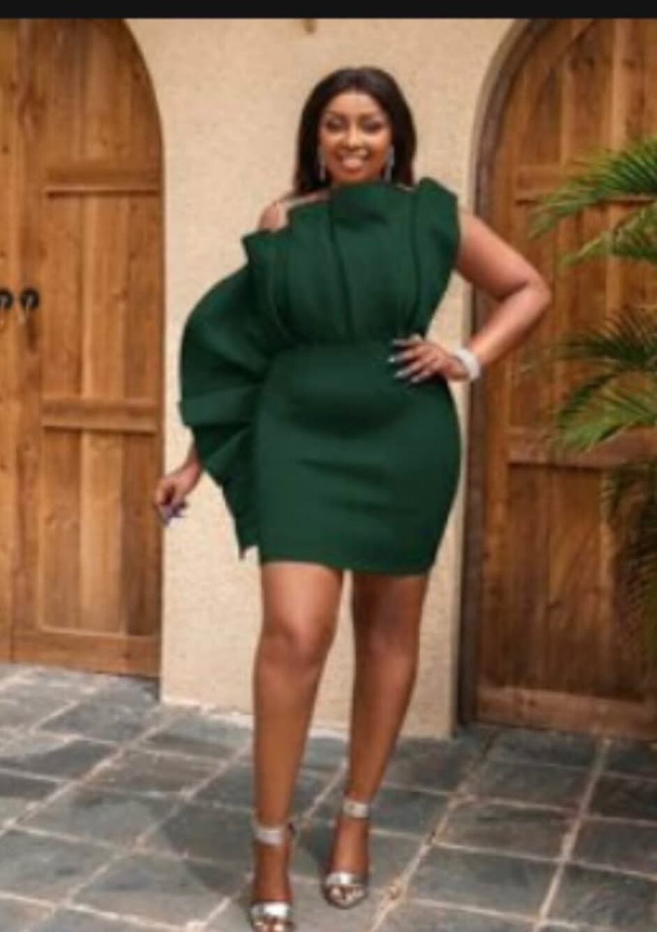 Emerald Green Ruffle Mini Dress